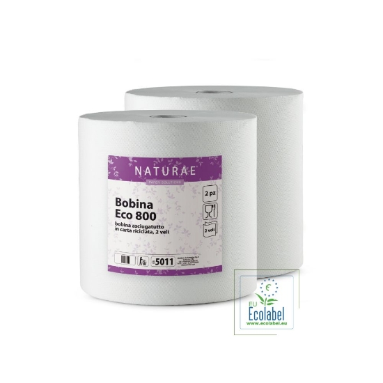 Immagine di BOBINA ECO 800 IN CARTA RICICLATA 2 VELI ECOLABEL