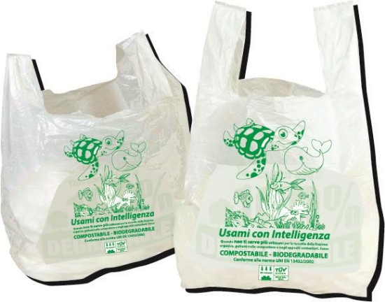 Immagine di SHOPPER COMPOSTABILI FORMATO MINI gr3,6 23+12x40cm