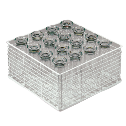 Immagine di 520133 - CESTELLO BASE BICCHIERI IN FILO PLASTIFICATO 400x400xh180mm