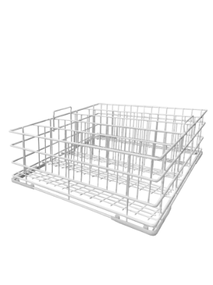 Immagine di 520134 - CESTELLO BICCHIERI INCLINATO IN FILO PLASTIFICATO 500x500xh180mm