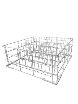 Immagine di 520142 - CESTELLO BICCHIERI INCLINATO IN FILO PLASTIFICATO 500x500xh180mm